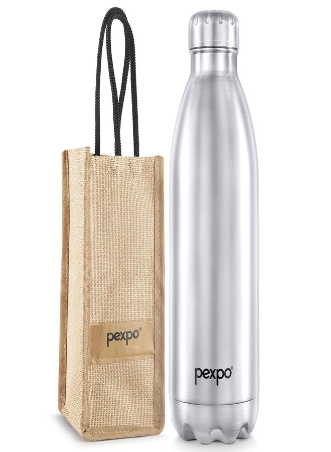 PEXPO Electro ISI Certified Hot & Cold Flask with Jute Bag |2 Year Warranty| Stainless Steel Water Bottle- 2000ml, Silver | Ideal for Travelling, Home, Picnic, Outing | RCB Edition - Image 1